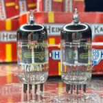 12AT7 WA ECC81 Black Plate 3 mica D Getter GE Heintz & Kaufman M. Pair